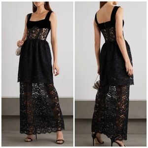 Rasario Lace Bustier Basque Waist Tiered Sleeveless Maxi Dress Formal Size US 6